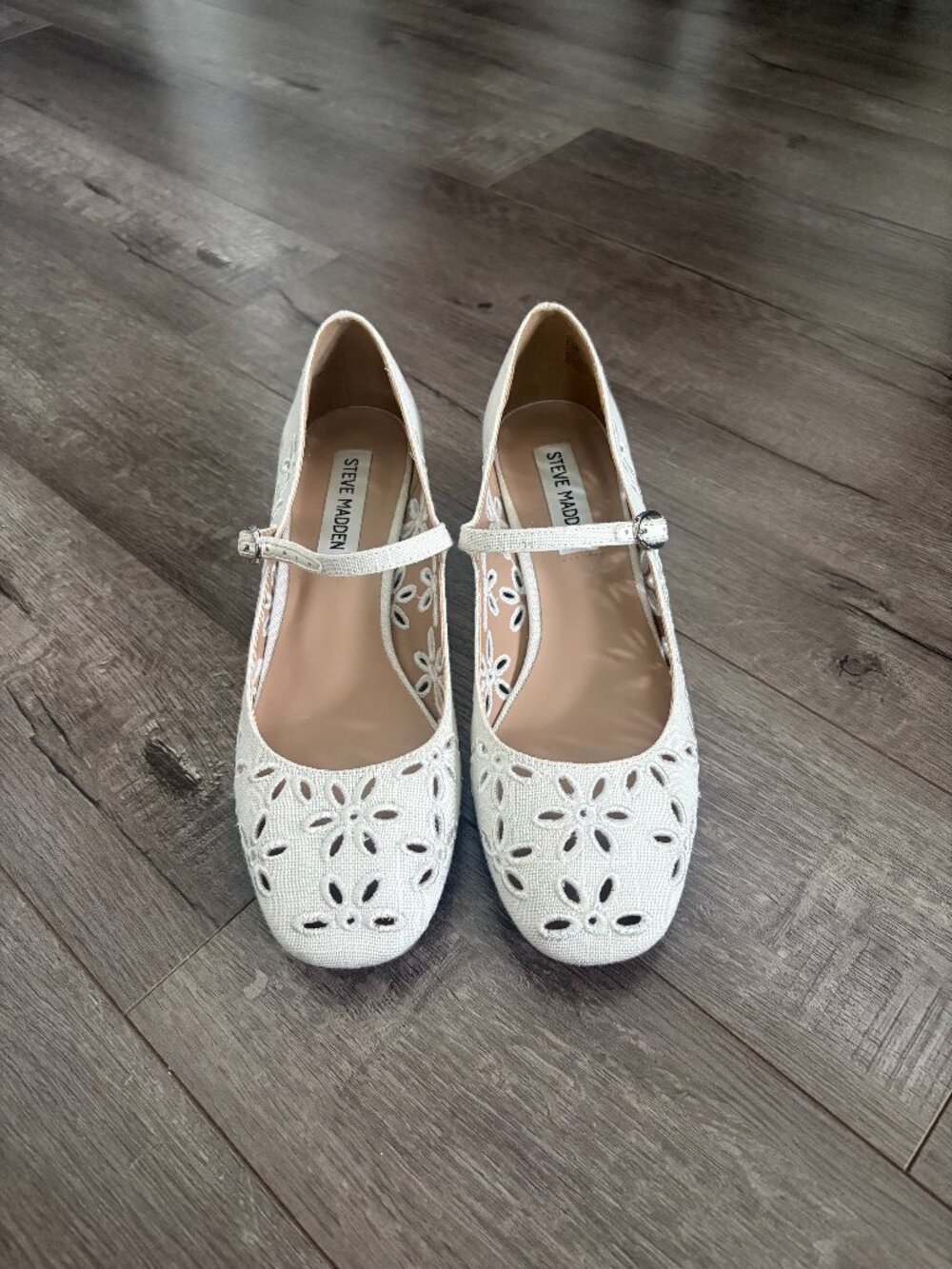 White Floral Mary Janes - Steve Madden